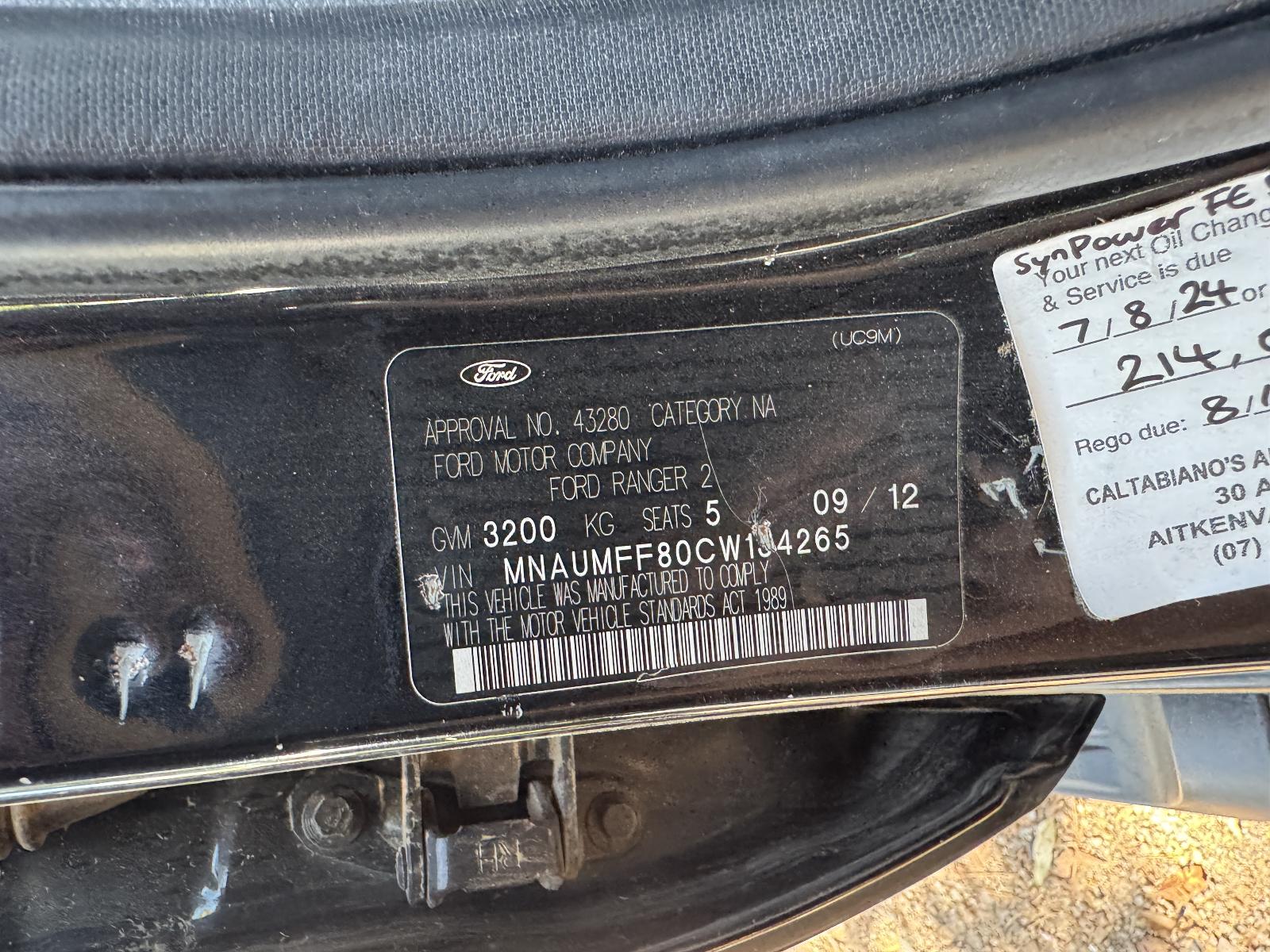 View FORD RANGER 2012 4 Door Utility Breaking
