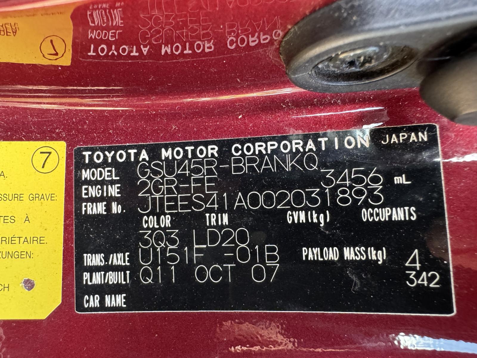 View TOYOTA KLUGER 2007 4 Door Station Wagon Breaking