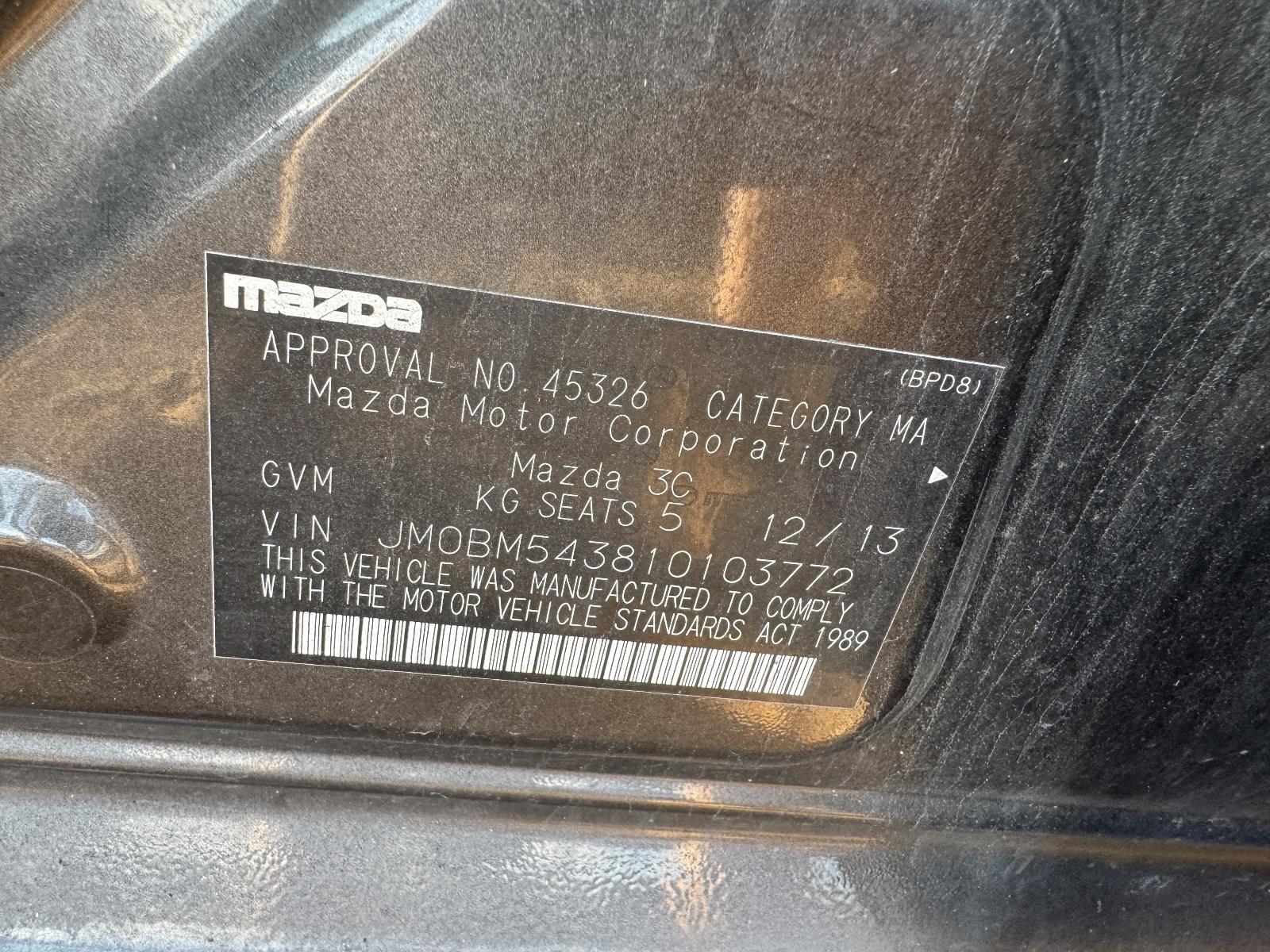 View MAZDA 3 2013 4 Door Hatchback Breaking