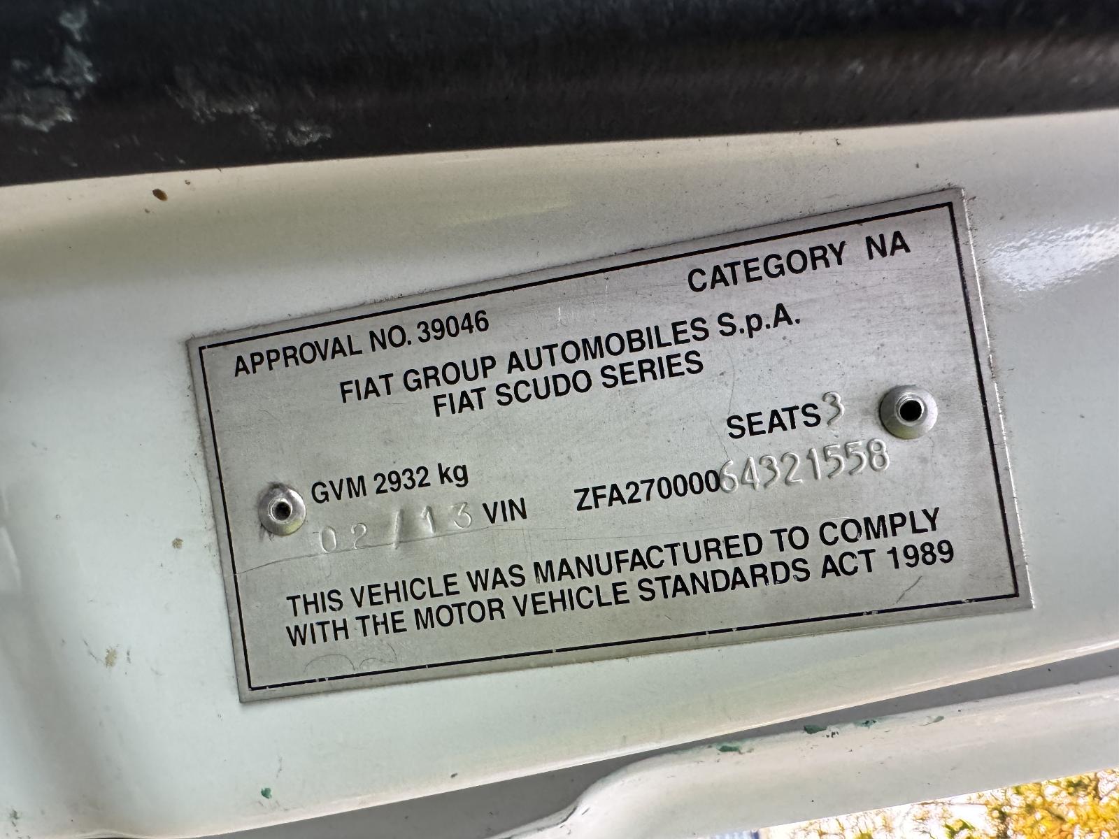View FIAT SCUDO 2013 2 Door Van Breaking