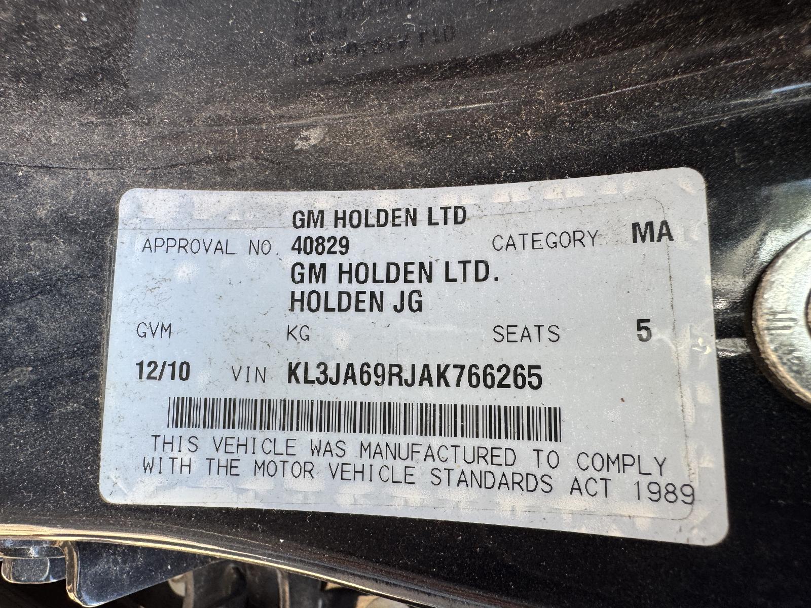 View HOLDEN CRUZE 2010 4 Door Sedan Breaking