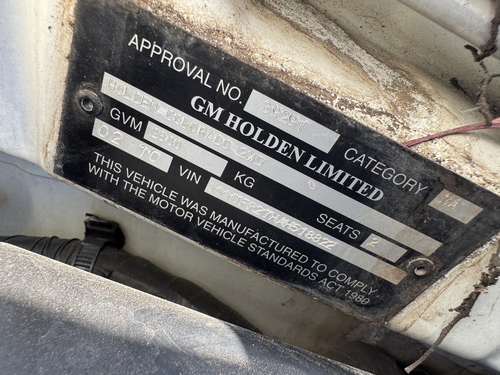 View HOLDEN COLORADO 2010 2 Door Utility Breaking
