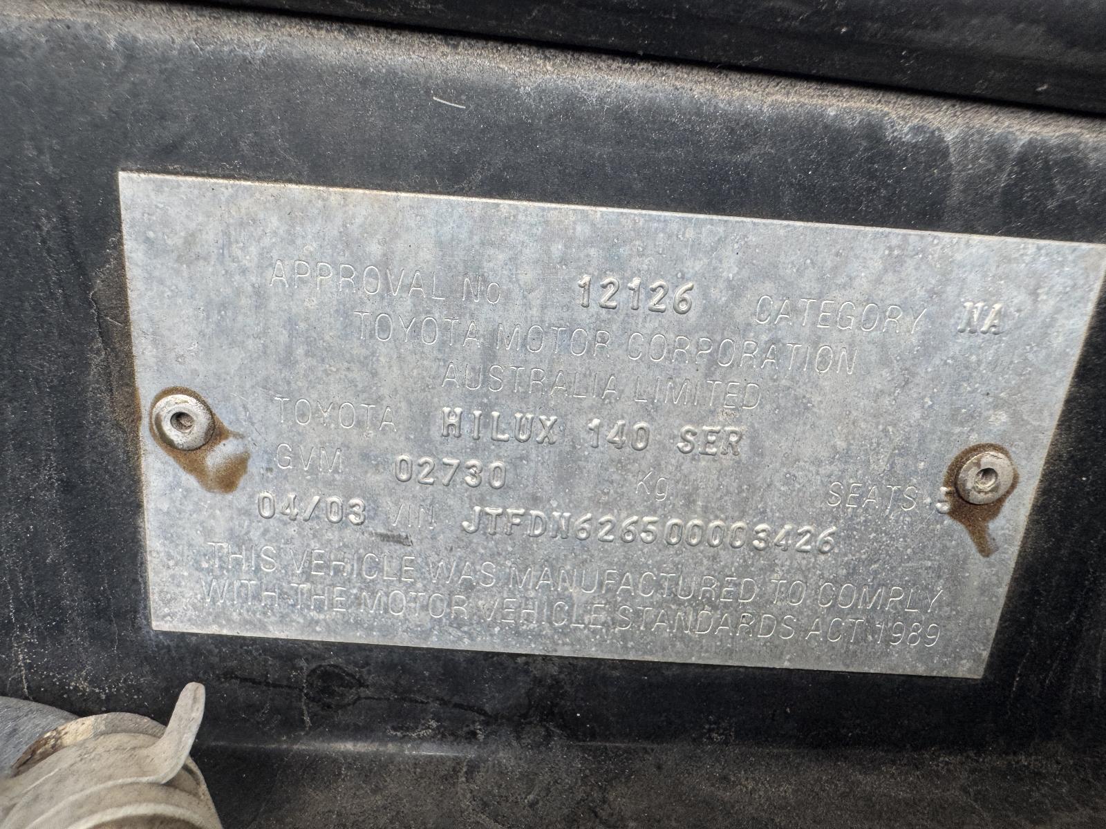 View Auto part Engine TOYOTA HILUX 2003