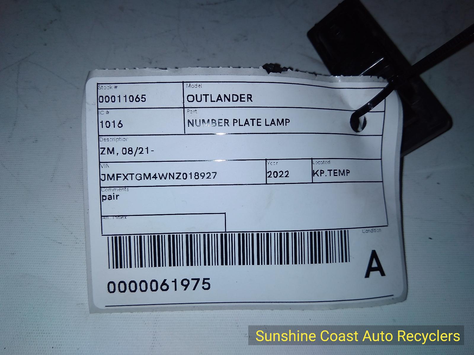 View Auto part Number Plate Lamp Mitsubishi Outlander 2022
