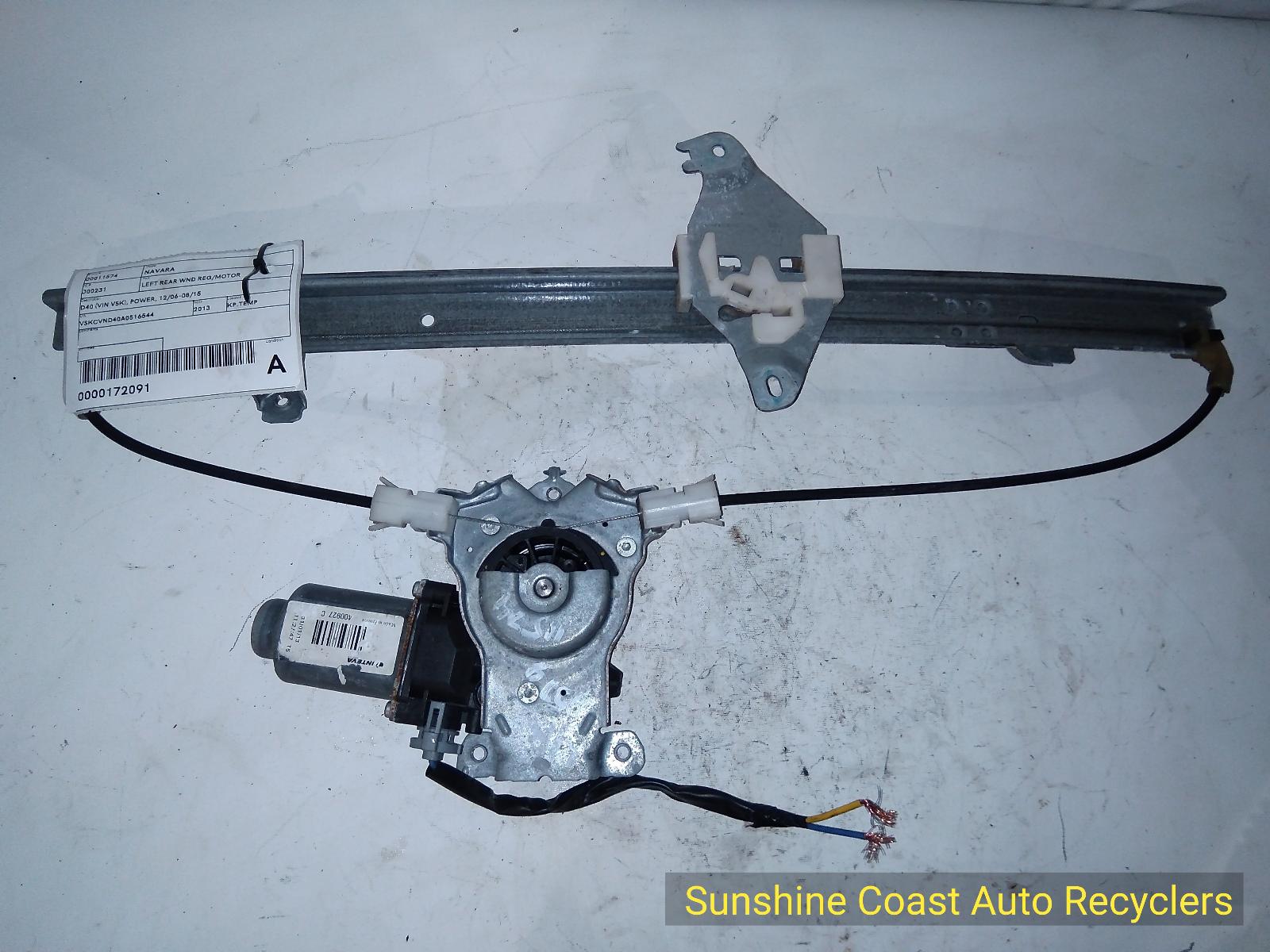 2013 Nissan Navara Left Rear Wnd Reg/Motor View Auto part Left Rear Wnd Reg/Motor Nissan Navara 2013