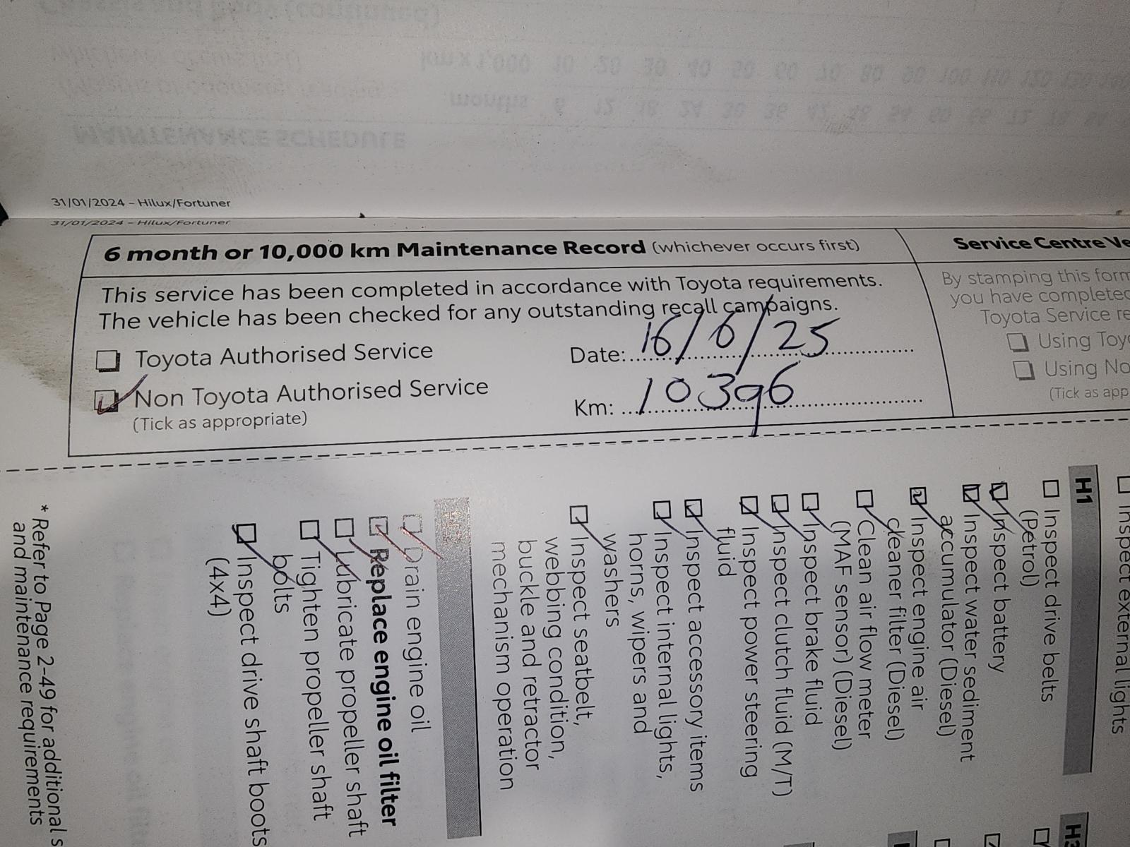 View Auto part Owners Handbook Toyota Hilux 2024