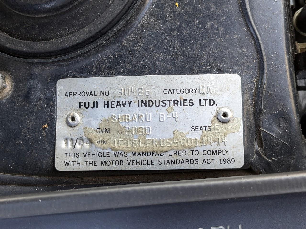 2004 Subaru Liberty Front Bumper View Auto part Front Bumper Subaru Liberty 2004