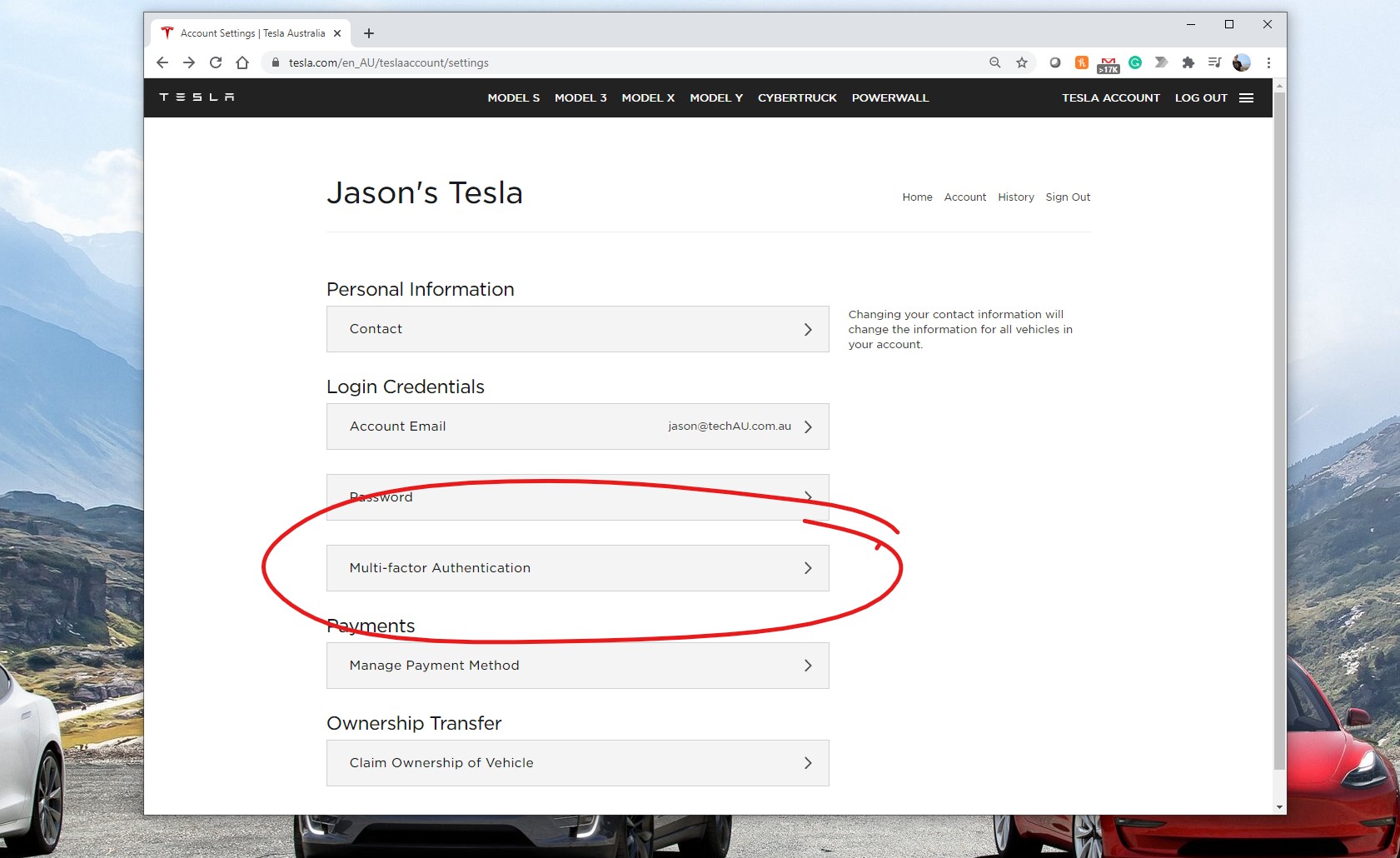 Tesla’s Multi-Factor Authentication (MFA) option now on account page, additional security coming soon thumbnail
