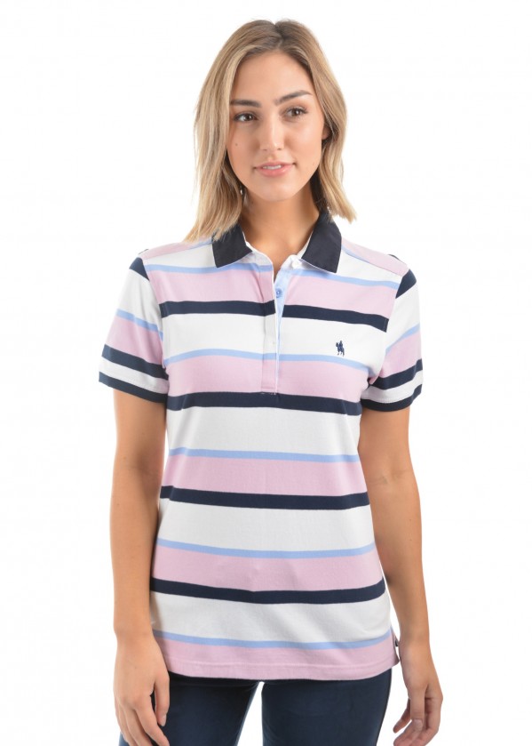WOMENS BELLE STRIPE S/S POLO