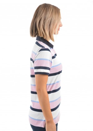 WOMENS BELLE STRIPE S/S POLO