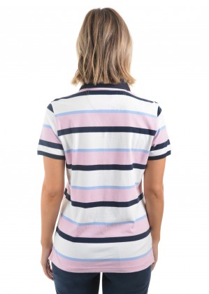 WOMENS BELLE STRIPE S/S POLO