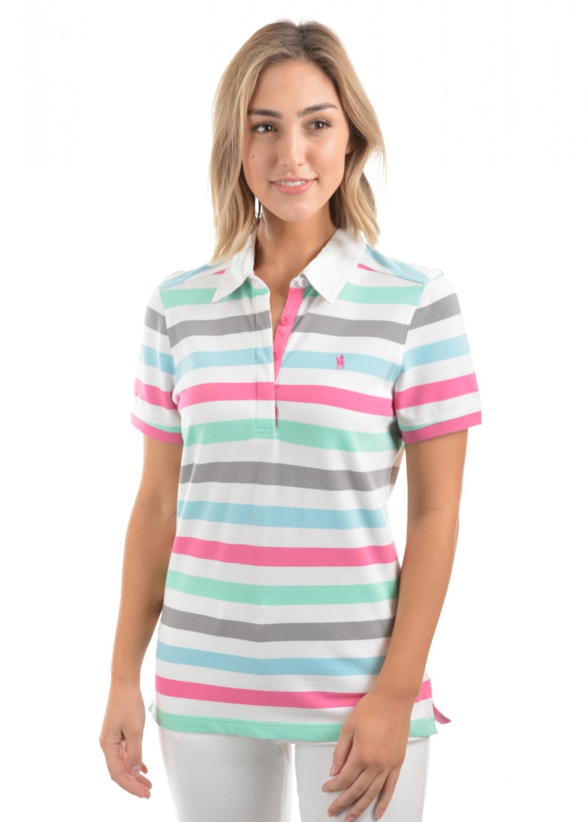 WOMENS GEM STRIPE S/S POLO