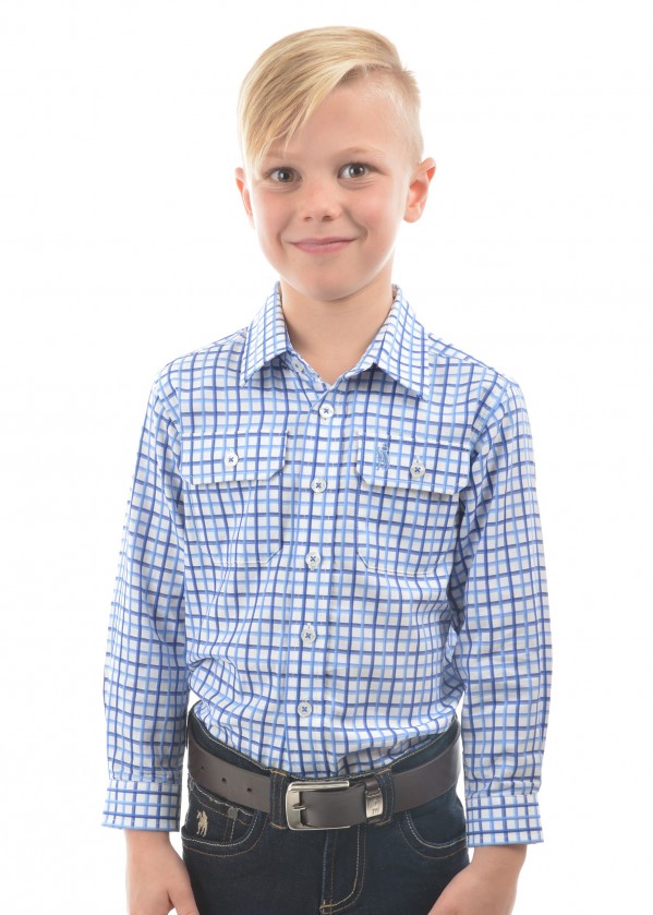 BOYS FINN CHECK 2-POCKETS L/S SHIRT