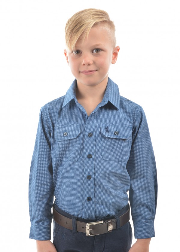 BOYS TOM PRINT 2-POCKETS L/S SHIRT
