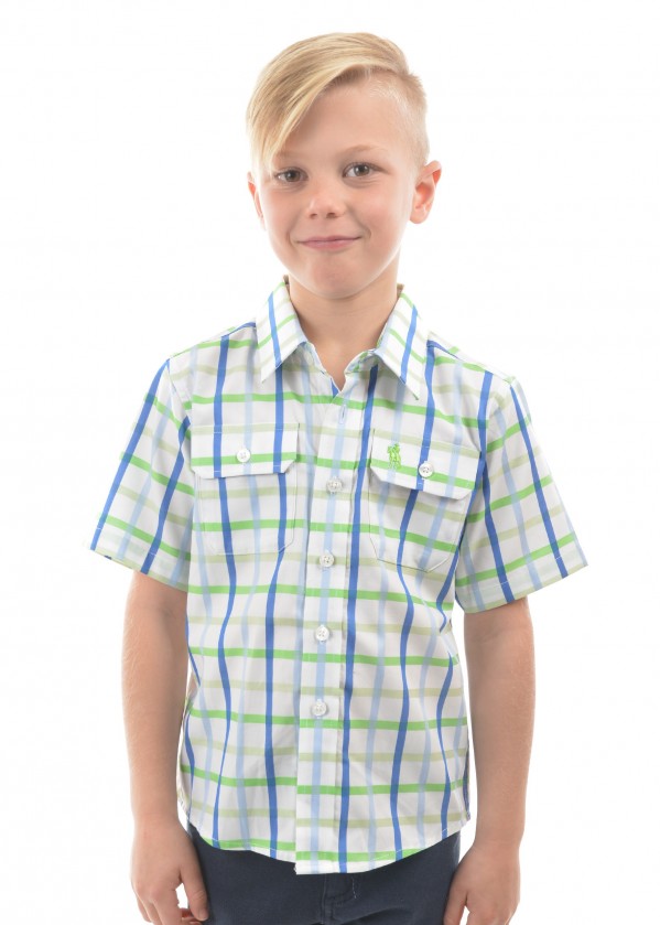 BOYS JACK CHECK 2-POCKETS S/S SHIRT