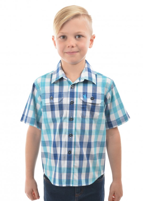 BOYS DAVE CHECK 2-POCKETS S/S SHIRT
