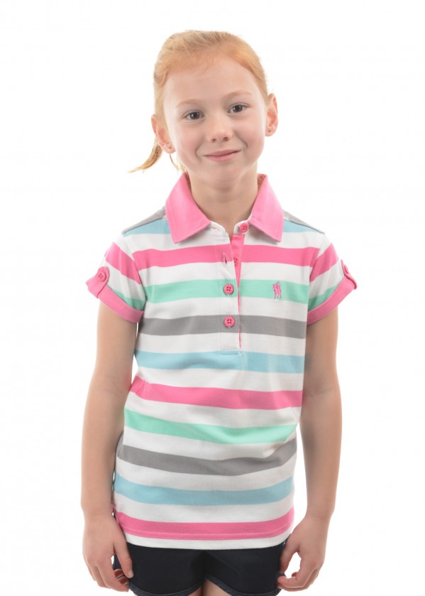 GIRLS GEM STRIPE S/S POLO