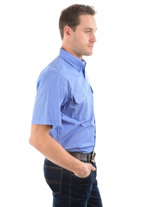 MENS GRAFTON STRIPE 2-POCKETS S/S SHIRT