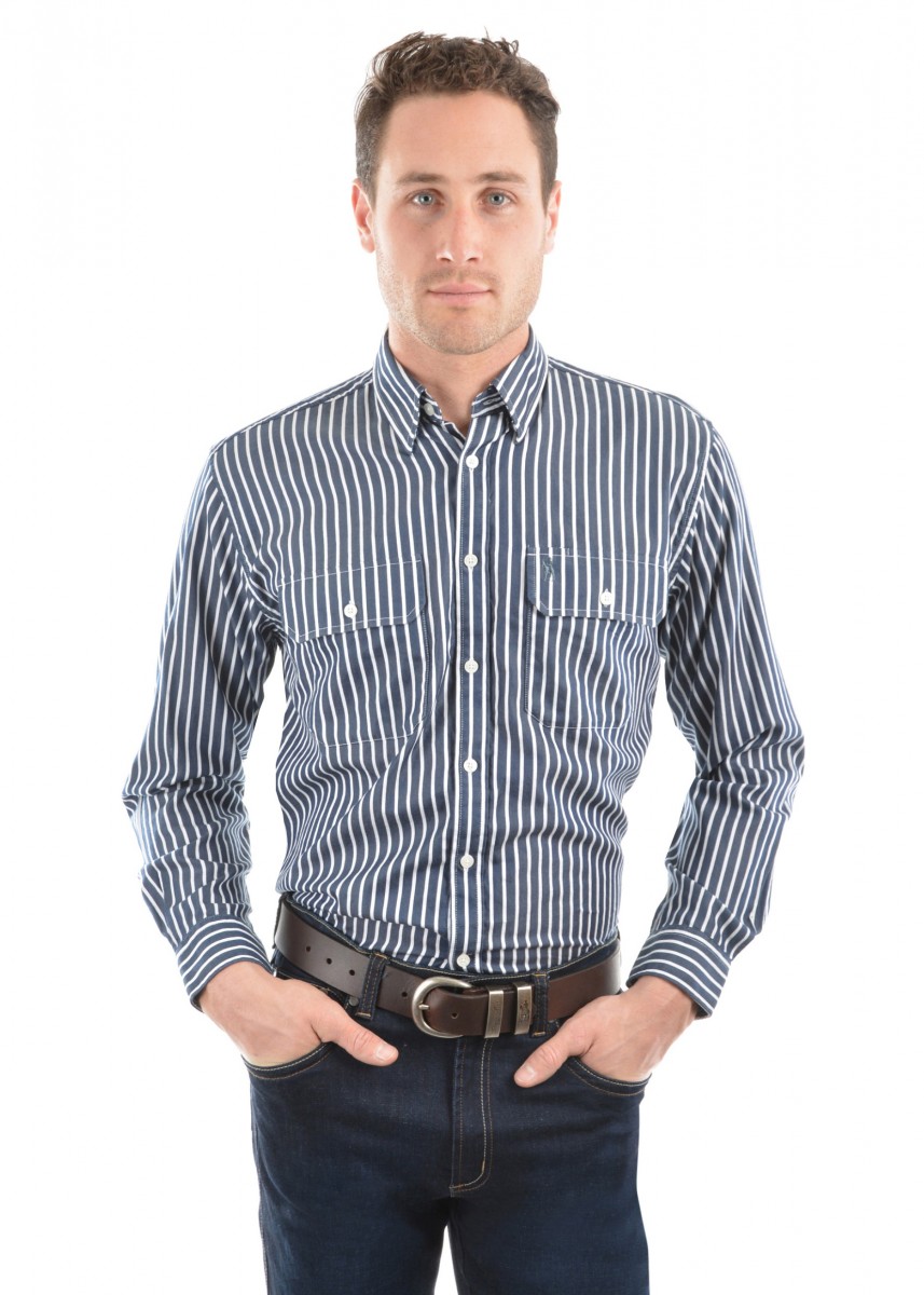 MENS WINTON STRIPE 2-POCKETS L/S SHIRT