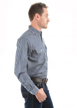 MENS WINTON STRIPE 2-POCKETS L/S SHIRT