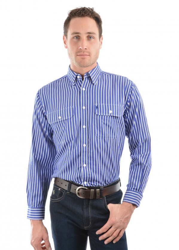 MENS WINTON STRIPE 2-POCKETS L/S SHIRT