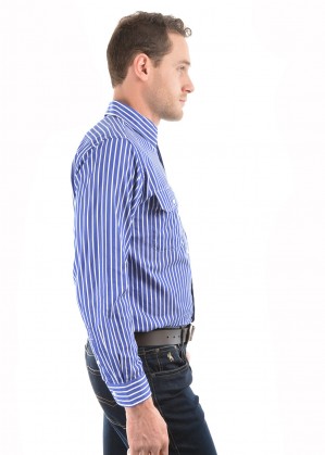 MENS WINTON STRIPE 2-POCKETS L/S SHIRT