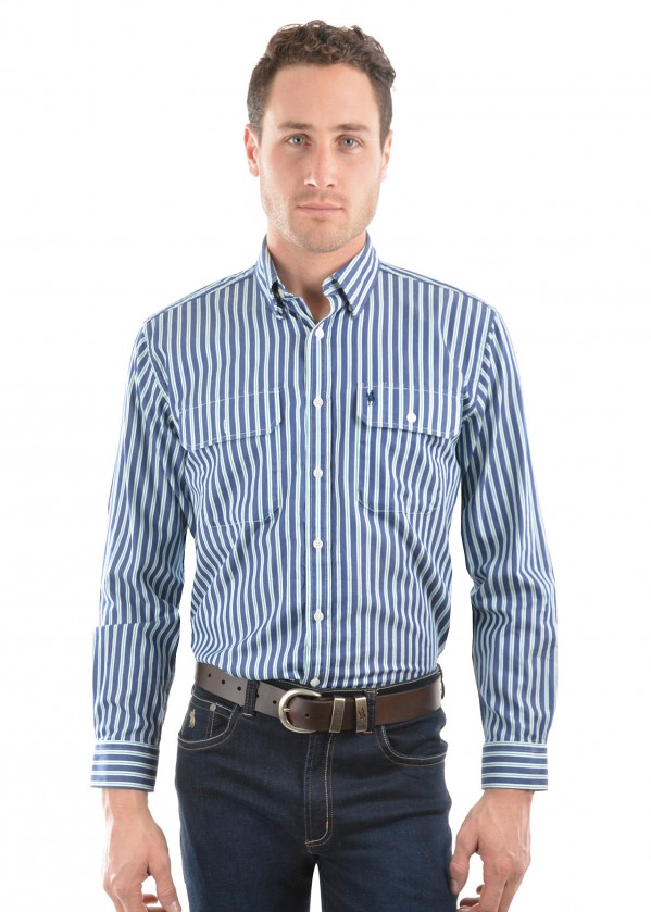 MENS DUTTON STRIPE 2-POCKETS L/S SHIRT