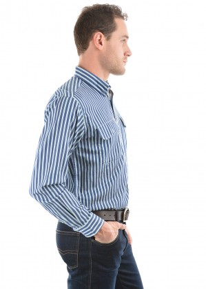 MENS DUTTON STRIPE 2-POCKETS L/S SHIRT