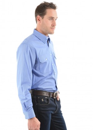 MENS GRAFTON STRIPE 2-POCKETS L/S SHIRT