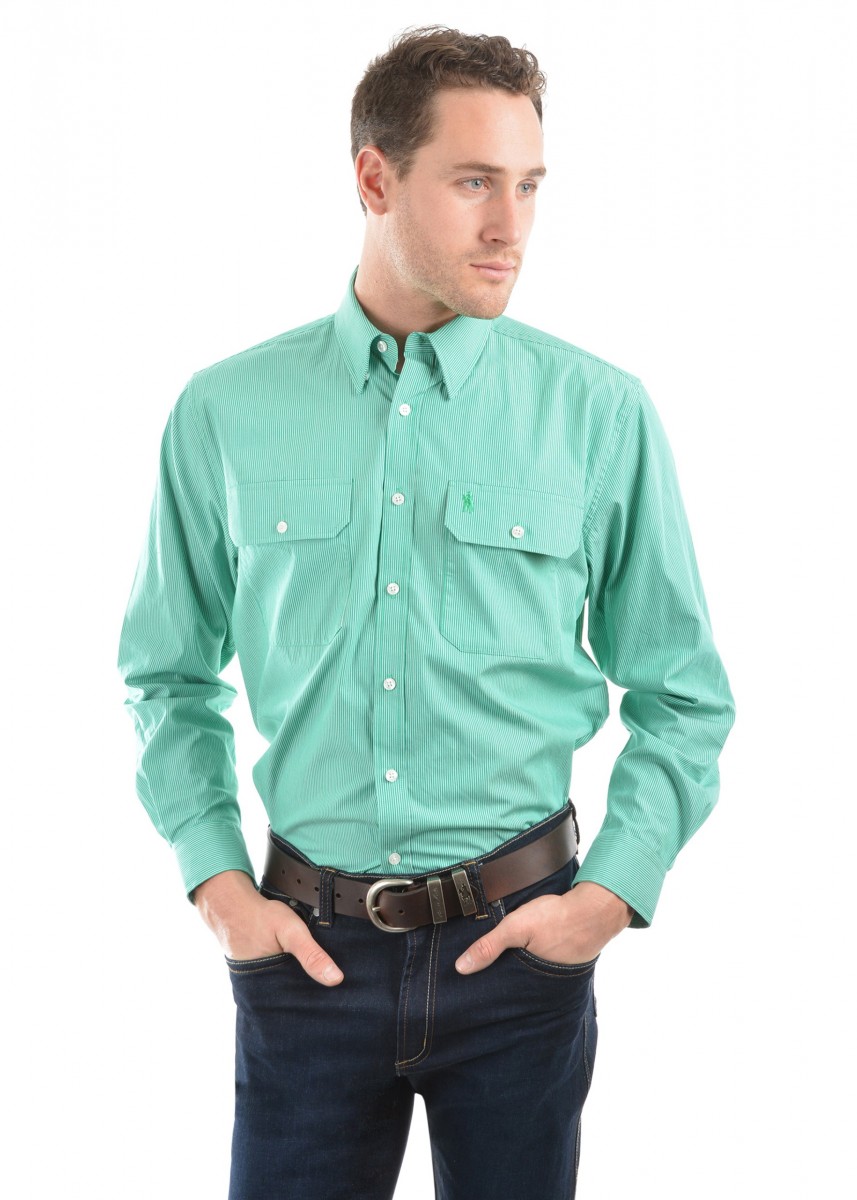 MENS GRAFTON STRIPE 2-POCKETS L/S SHIRT