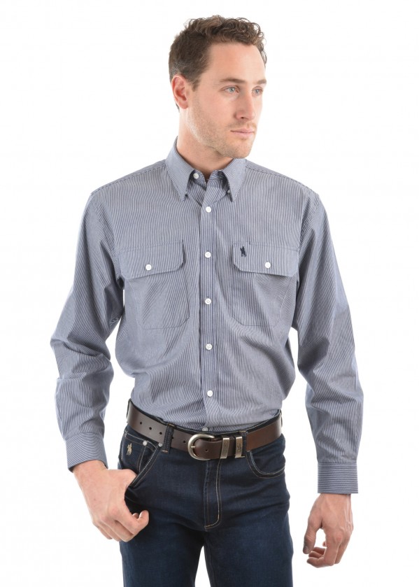 MENS GRAFTON STRIPE 2-POCKETS L/S SHIRT
