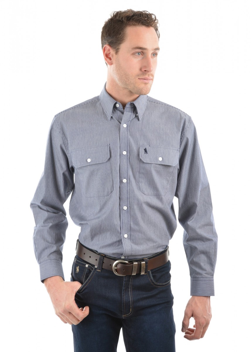 MENS GRAFTON STRIPE 2-POCKETS L/S SHIRT