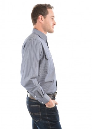 MENS GRAFTON STRIPE 2-POCKETS L/S SHIRT