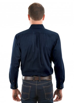 HEAVY COTTON DRILL HALF PLACKET 2-POCKETS L/S SHIRT