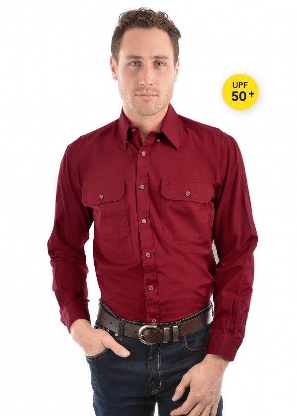 LIGHT DRILL FULL PLACKET 2-POCKETS L/S SHIRT