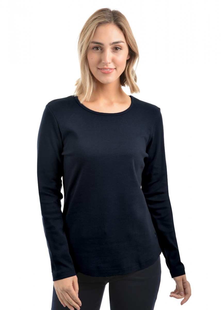 WOMENS CURVED HEM L/S TOP