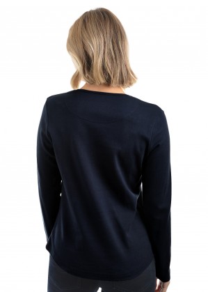 WOMENS CURVED HEM L/S TOP