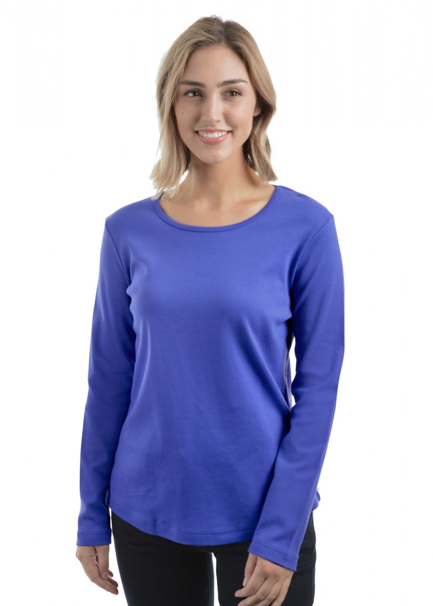 WOMENS CURVED HEM L/S TOP