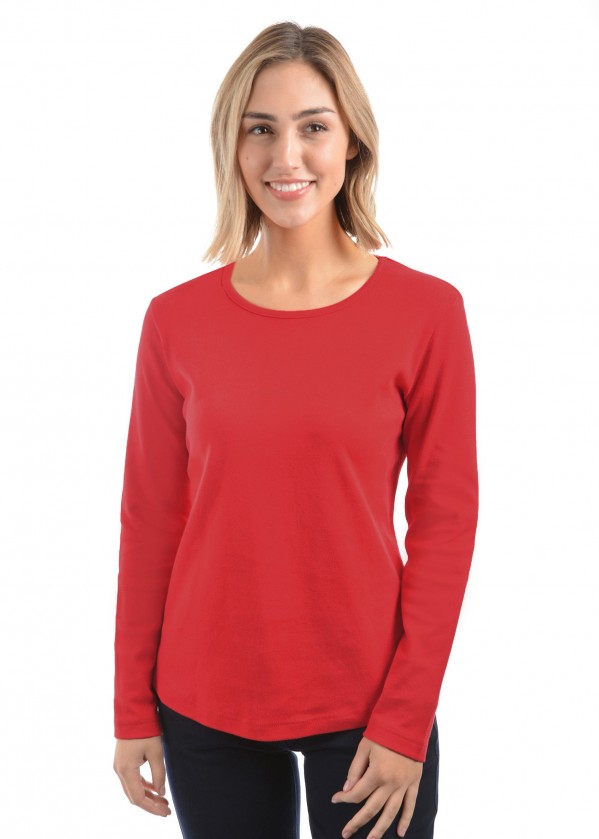 WOMENS CURVED HEM L/S TOP