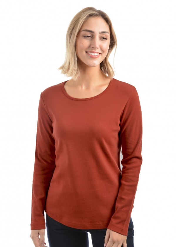 WOMENS CURVED HEM L/S TOP