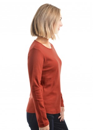 WOMENS CURVED HEM L/S TOP