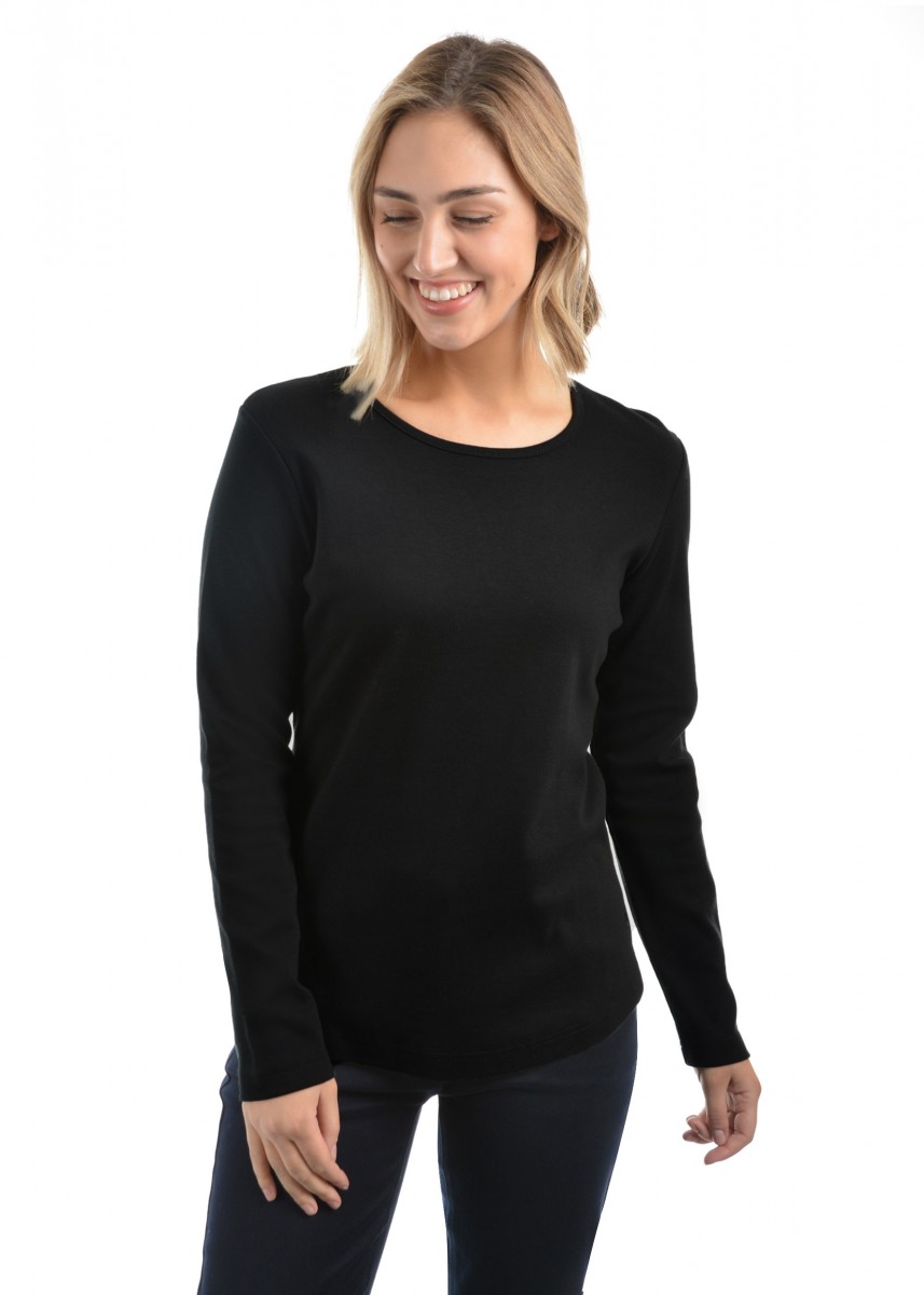 WOMENS CURVED HEM L/S TOP
