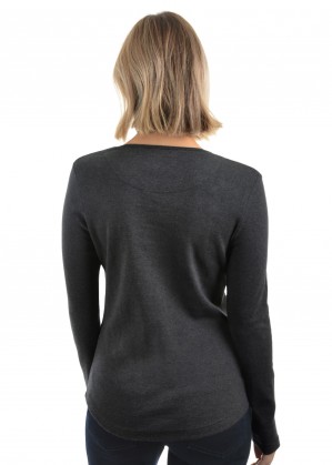 WOMENS CURVED HEM L/S TOP