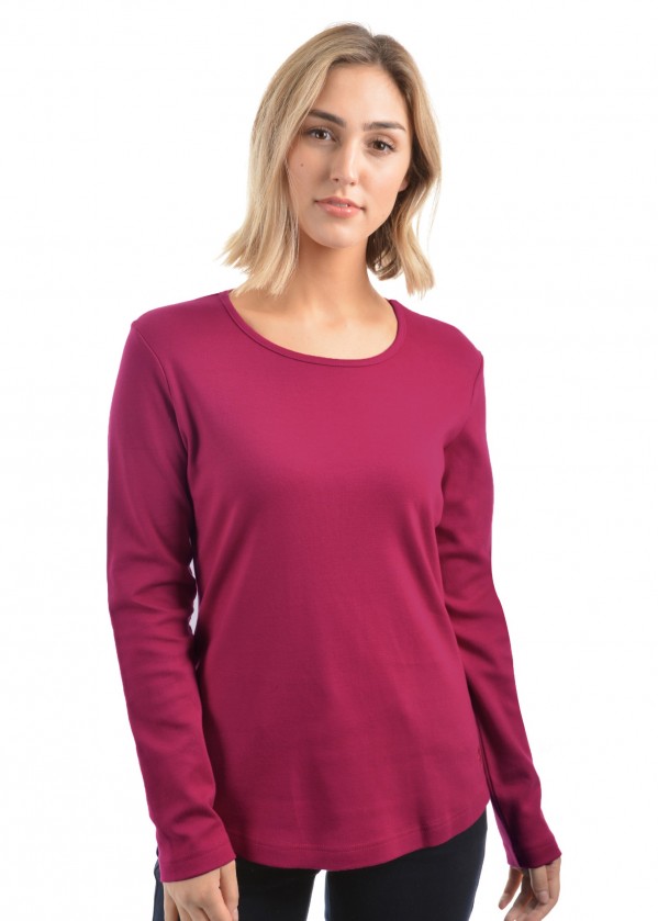 WOMENS CURVED HEM L/S TOP