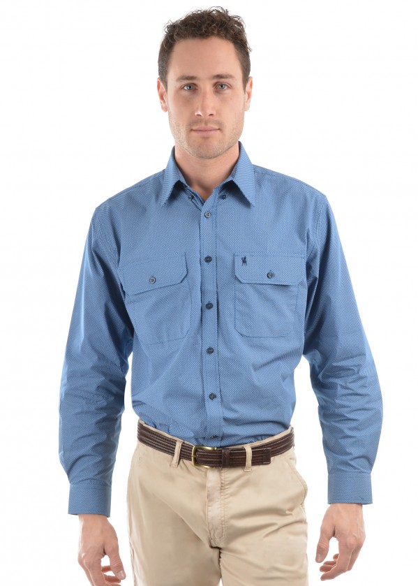 MENS TOM PRINT 2-POCKETS L/S SHIRT