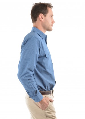 MENS TOM PRINT 2-POCKETS L/S SHIRT