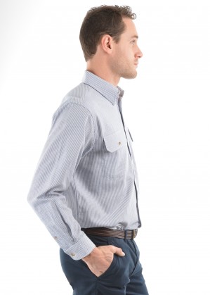 MENS SHAUN DOBBY 2-POCKETS L/S SHIRT