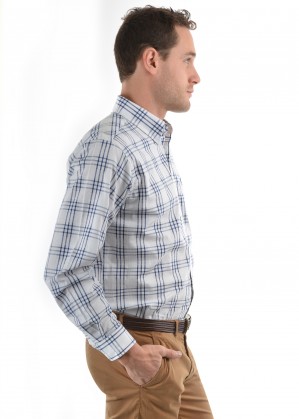 MENS BLAKE CHECK 1-POCKETS L/S SHIRT
