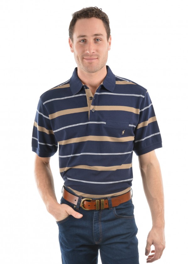 MENS JORDAN STRIPE 1-POCKET S/S POLO