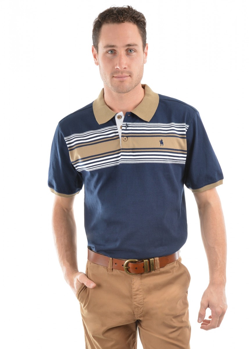 MENS JUSTIN STRIPE S/S POLO